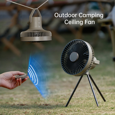 แบตเตอรี่ 10000mAh Outdoor Camping Fan ABS ไฟชาร์จแบบพกพา Mini ขาตั้ง Fan