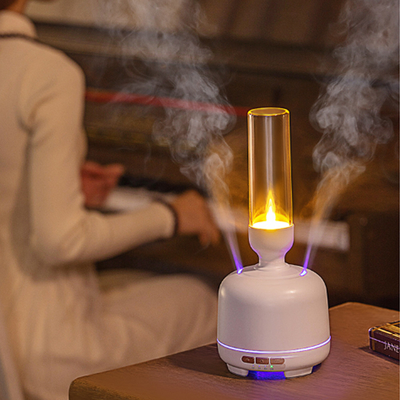 สองพอร์ตสเปรย์ Essential Oil Diffuser ไฟ LED แบบเปลี่ยนได้ Aromatherapy Scent Diffuser Machine Candle Mini Humidifier