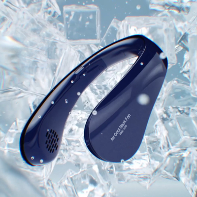 พัดลม USB แบบพกพา 4W แขวนคอบำบัดด้วยความร้อน Leafless Hands Free Neckband Fan