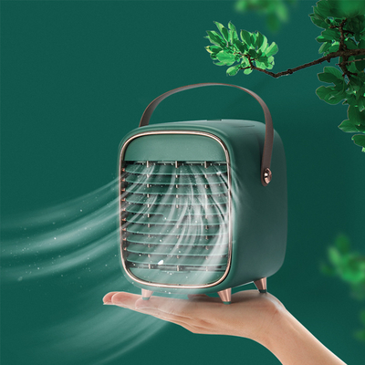 พัดลมตั้งโต๊ะแบบชาร์จไฟขนาดเล็ก 5V เครื่องปรับอากาศแบบพกพา Cooler Spray Mist Fan