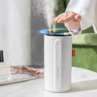 2000mah 800ml เครื่องทำความชื้นแบบชาร์จไฟแบบพกพา LED Light Sensing Mini Usb