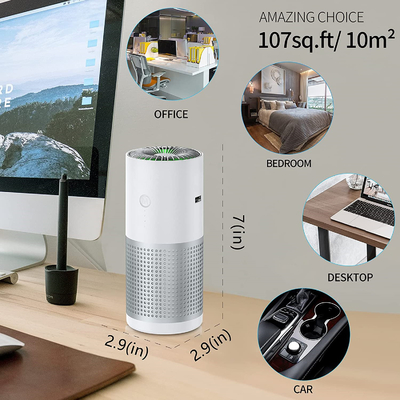 PM 2.5 เครื่องฟอกอากาศในรถยนต์แบบตั้งโต๊ะแผ่นกรอง HEPA AP02 เครื่องฟอกอากาศในห้องนอน