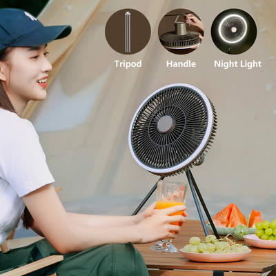 เต็นท์แขวนแบบพกพาแบบชาร์จไฟได้พัดลมตั้งโต๊ะ 10000mAh LED Outdoor Camping Fan