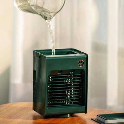 PCB Air Cool Water Spray Fan 300ml Tank เครื่องปรับอากาศแบบพกพาแบบชาร์จไฟได้