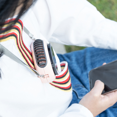 1200mA แบบพกพา USB พัดลมคอ Leafless เข็มขัดแขวนเชือกมินิแบบพกพาพัดลมไฟฟ้า