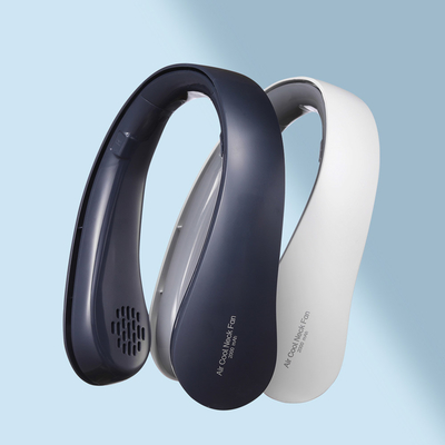 สร้อยคอพัดลม USB แบบพกพาสีขาว 2000mAh ABS ซิลิโคนมินิแอร์