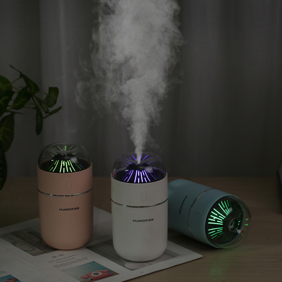 เครื่องเพิ่มความชื้นในอากาศอัลตราโซนิกสีสันสดใส Mini Volcano 320mL Led Aroma Diffuser