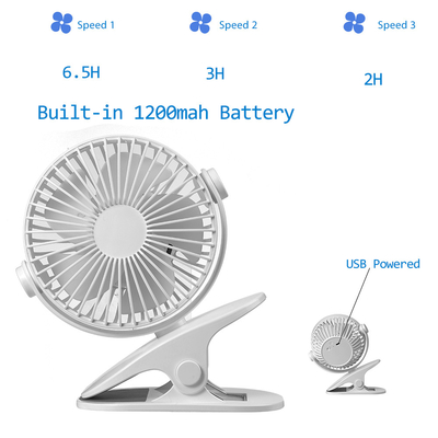 PCB พัดลมแบตเตอรี่แบบพกพาขนาดเล็ก 1200mAh พัดลมรถเข็นแบบชาร์จไฟได้