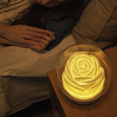 ED Night Light Aroma Oil Diffuser 400ml เครื่องทำความชื้นรูปดอกไม้สีขาว