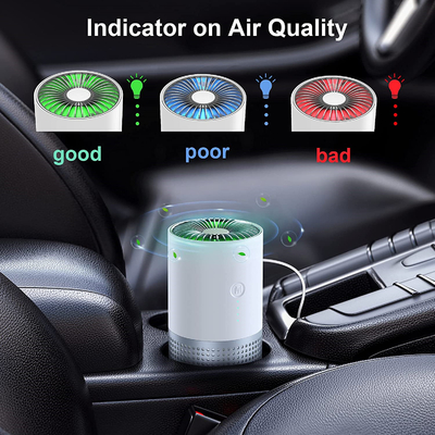 PM 2.5 เครื่องฟอกอากาศในรถยนต์แบบตั้งโต๊ะแผ่นกรอง HEPA AP02 เครื่องฟอกอากาศในห้องนอน
