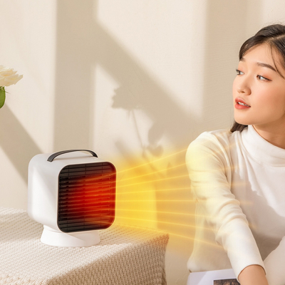 พัดลมฮีตเตอร์ PTC แบบพกพา 1000W เดสก์ท็อป ABS กันไฟสีดำสำหรับบ้าน